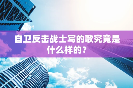 自卫反击战士写的歌究竟是什么样的？