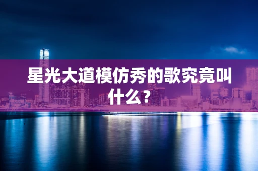 星光大道模仿秀的歌究竟叫什么？
