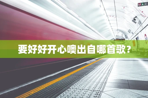 要好好开心噢出自哪首歌？